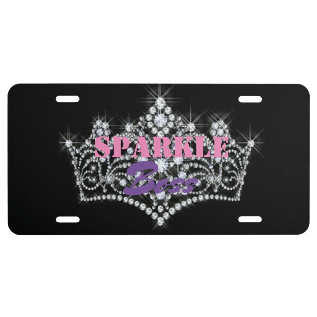Sparkle Boss Diamonds License Plate (Front)