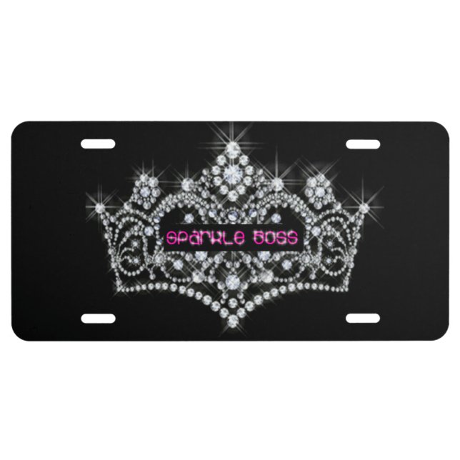 Sparkle Boss Diamonds License Plate (Front)