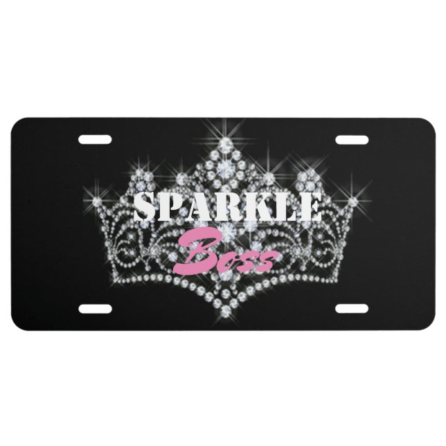 Sparkle Boss Diamonds License Plate (Front)