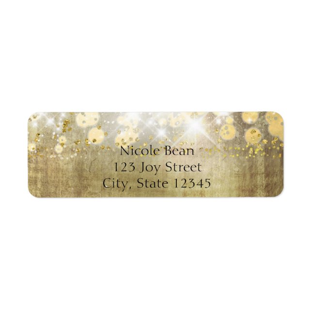 Sparkle Bright Lights Rustic Gold Invitation Label (Front)