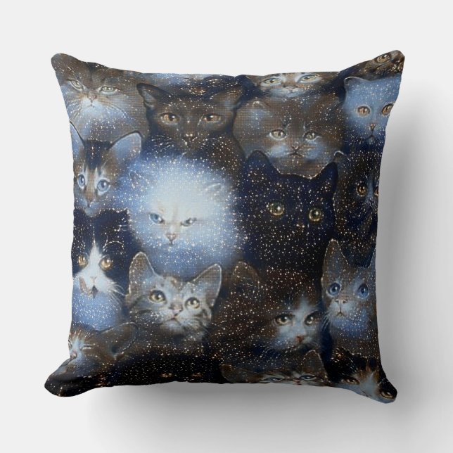 Sparkle Cats Throw Pillow (Front)