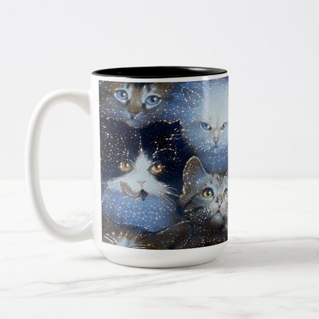 Sparkle Cats Two-Tone Coffee Mug (Left)