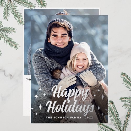 Sparkle Christmas 2 PHOTO Greeting Silver Foil Holiday Card