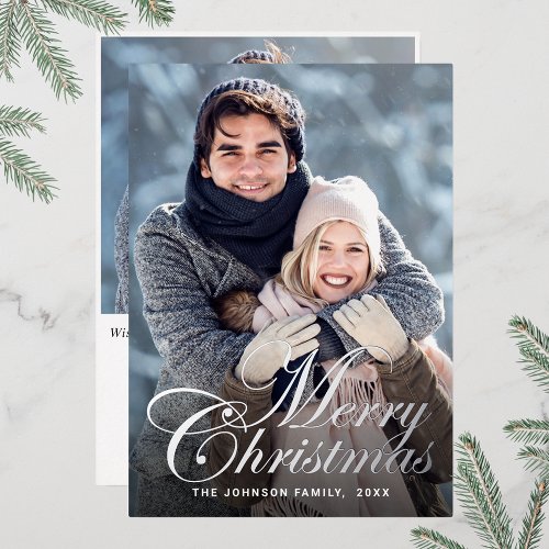 Sparkle Christmas 2 PHOTO Greeting Silver Foil Holiday Card