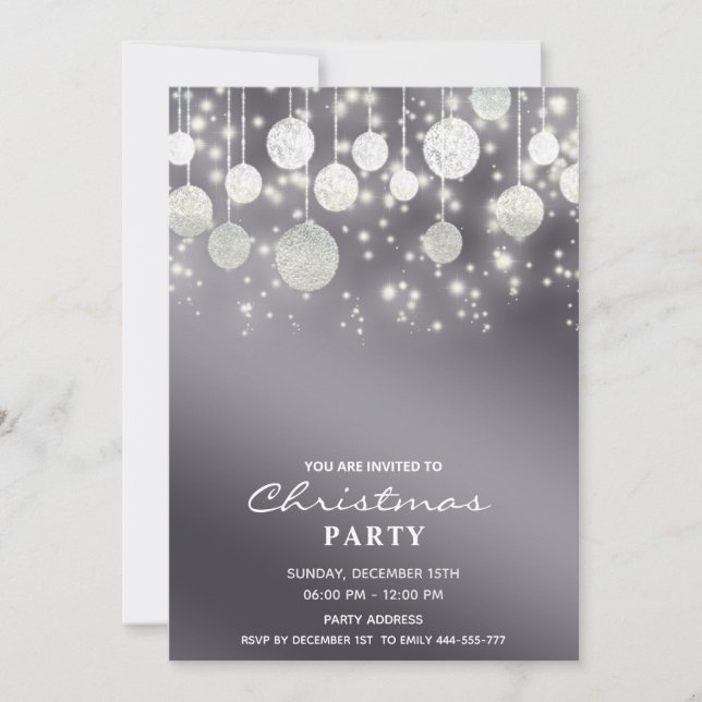 Sparkle Christmas balls corporate Christmas party  Invitation (Front)
