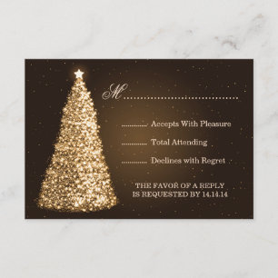 Sparkle Christmas Wedding RSVP Gold