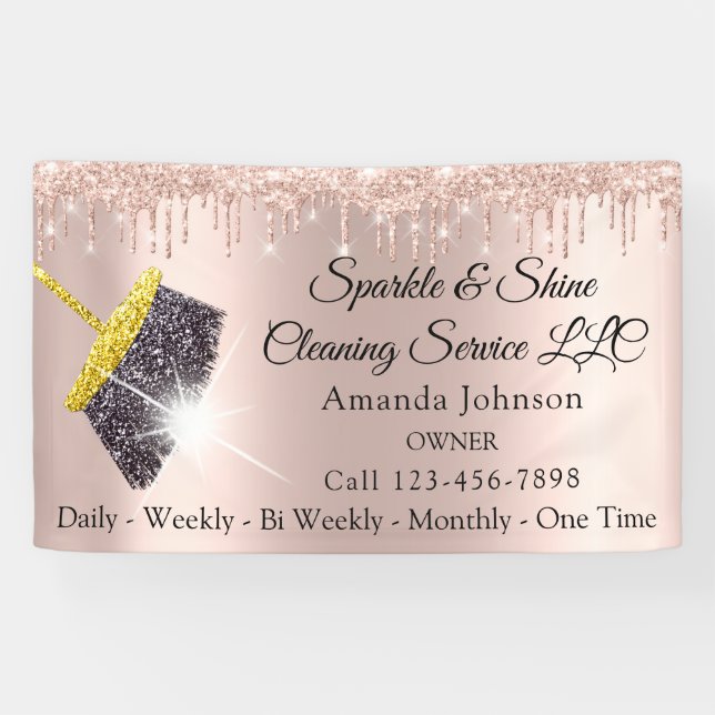 Sparkle Cleaning Service Housekeeping  Broom Banner (Horizontal)