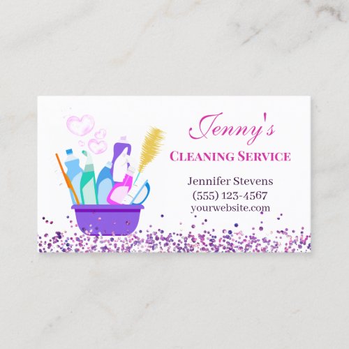 Sparkle Cleaning Supplies Cleaning Service Business Card
