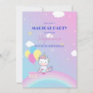 Sparkle & Clouds Unicorn Party Invitation