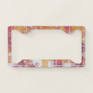 Sparkle Colorful Orange Pink White Purple Stripes License Plate Frame