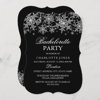 Sparkle Crystal Snowflake Bachelorette Party Invitation