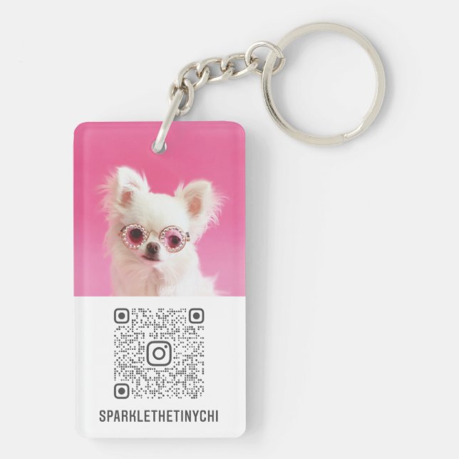 Sparkle | Custom Photo Social Media QR Code Keychain (Back)