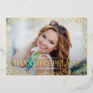 Sparkle Delight Foil Graduation Landscape Photo Invitation