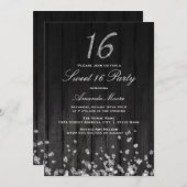 Sparkle Diamond black silver Sweet 16 Invite (Front/Back)