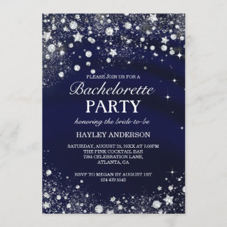 Sparkle Diamond Blue Bachelorette Party Invite