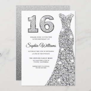 Sparkle Diamond Dress 16th Birthday Sweet 16 Invitation