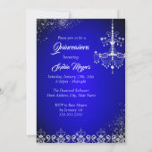 Sparkle Diamond Dress Blue Silver Quinceanera Invitation (Back)