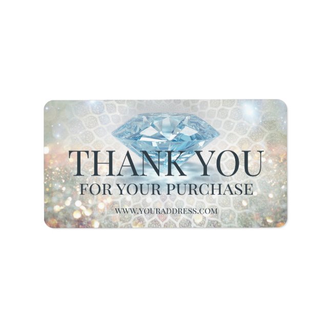 Sparkle Diamond Jewelry Designer Thank You Sticker (Front)