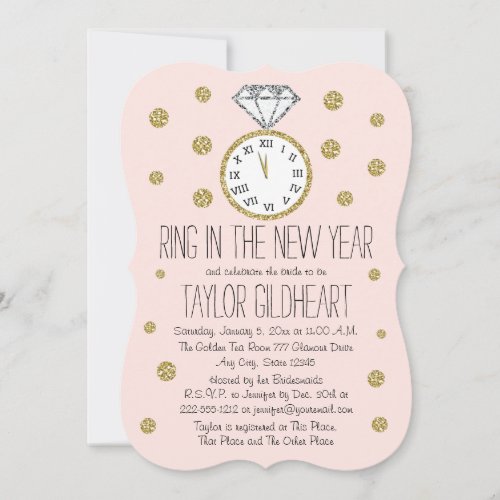 Sparkle Diamond Ring New Years Eve Bridal Shower Invitation