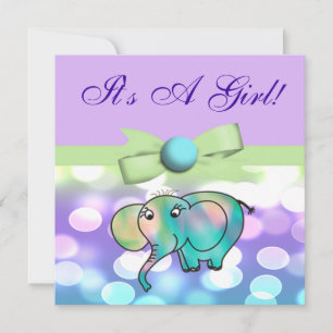 Sparkle Dots Pastel Elephant Baby Shower CSTM2 Invitation