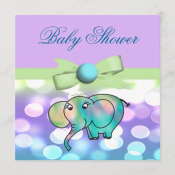 Sparkle Dots Pastel Elephant Baby Shower Invitation by StarStruckDezigns at Zazzle