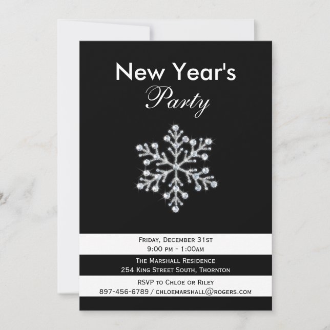 Sparkle & Drama New Year's Eve Party Invitation (Front)