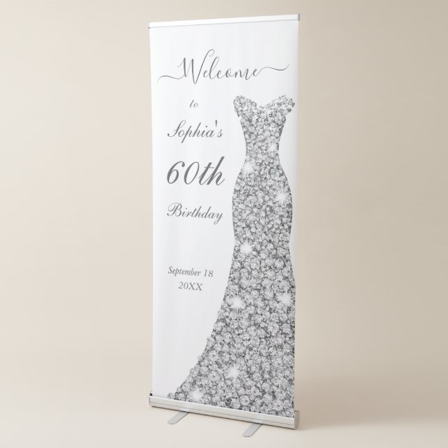 Sparkle Dress 60th Birthday Party Retractable Banner (3/4)