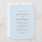 Sparkle Dress Blue Silver Quinceanera Invitation (Back)