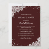 Sparkle Dress Burgundy White Lace Bridal Shower Invitation (Back)