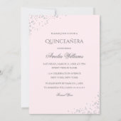 Sparkle Dress Pink Silver Quinceanera Invitation (Back)