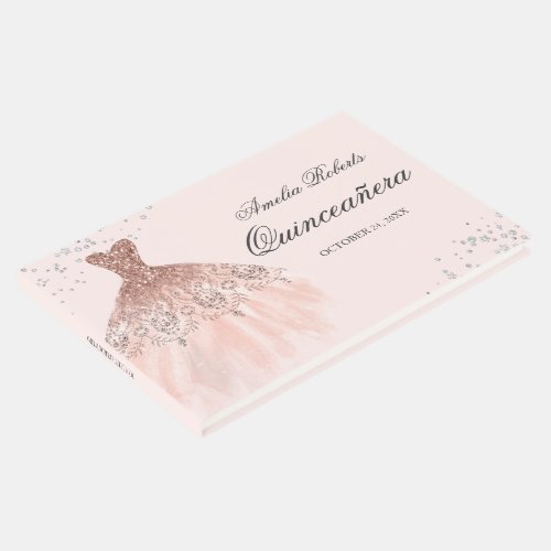 Sparkle Dress Rose Gold Quinceanera Guest Book