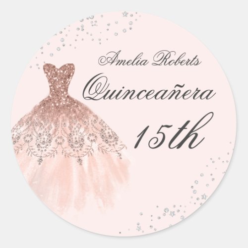 Sparkle Dress Rose Gold Quinceanera Sticker