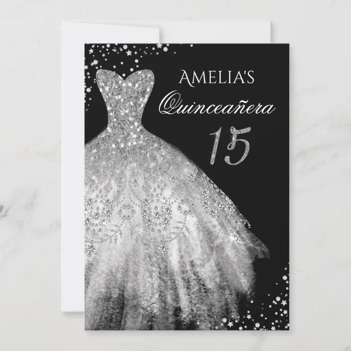 black and silver quinceanera dresses