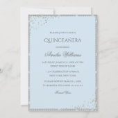 Sparkle Dress Silver Blue Quinceanera Invitation (Back)