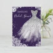 Sparkle Dress White Lace Purple Bridal Shower Invitation (Standing Front)
