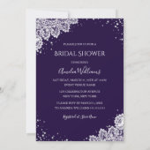 Sparkle Dress White Lace Purple Bridal Shower Invitation (Back)