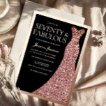 Sparkle Dress Womans 70th Birthday Black Rose Gold Foil Invitation<br><div class="desc">Sparkle Dress Womans 70th Birthday Black Rose Gold Foil Invitation

See matching collection in our store</div>
