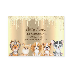 Sparkle Drip Shimmer  Puppies Pet Grooming Service Business Card