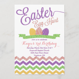 Sparkle Easter Egg Hunt birthday Invitation