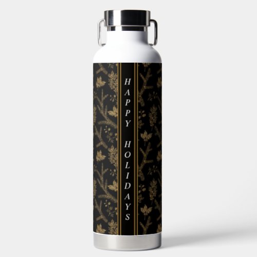 Sparkle Elegant Black Gold Holiday Luxury Vibe Water Bottle