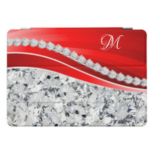 Sparkle Elegant Diamonds Red Crystal Monogram iPad Pro Cover