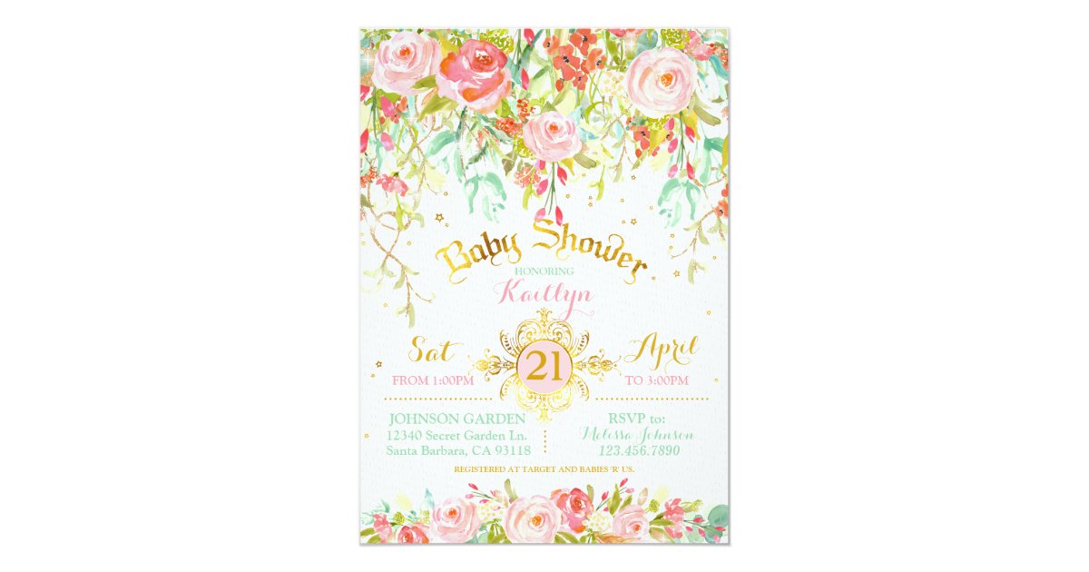 Sparkle Enchanted Secret Garden Baby Shower Invitation Zazzle