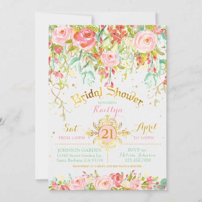 Sparkle Enchanted Secret Garden Bridal Shower Invitation (Front)