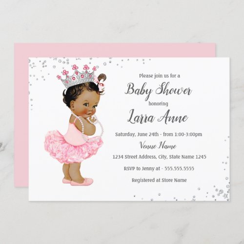 Sparkle Ethnic Princess Pink Baby Shower Invitation