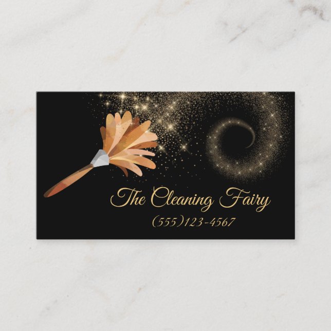 Sparkle Fairy Feather Duster Cleaning Services Business Card (Front)