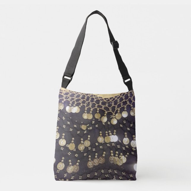 Sparkle Faux Gold Coins Hip Scarf  Crossbody Bag (Front)
