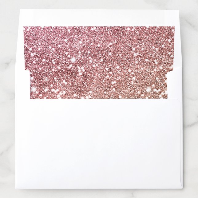 Sparkle faux rose gold glitter Wedding Envelope Liner (In Envelope)