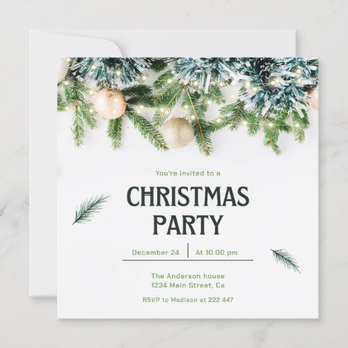 Sparkle Fir Twigs Christmas  Invitation