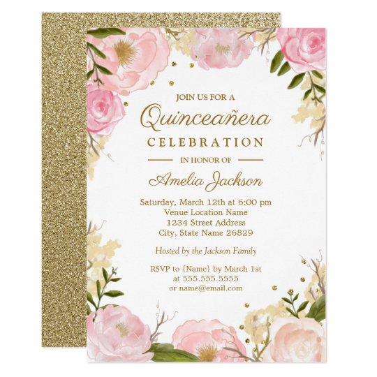 Quinceanera Invitations Pink And Gold 5