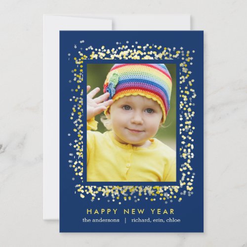 Sparkle Frame EDITABLE COLOR New Year Photo Card